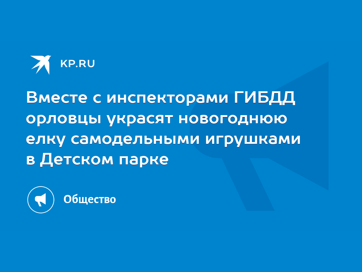 Вместе с инспекторами ГИБДД орловцы украсят новогоднюю елку самодельными  игрушками в Детском парке - KP.RU