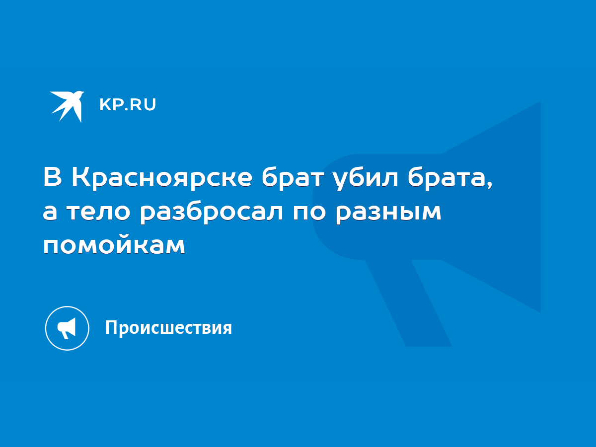 В Красноярске брат убил брата, а тело разбросал по разным помойкам - KP.RU