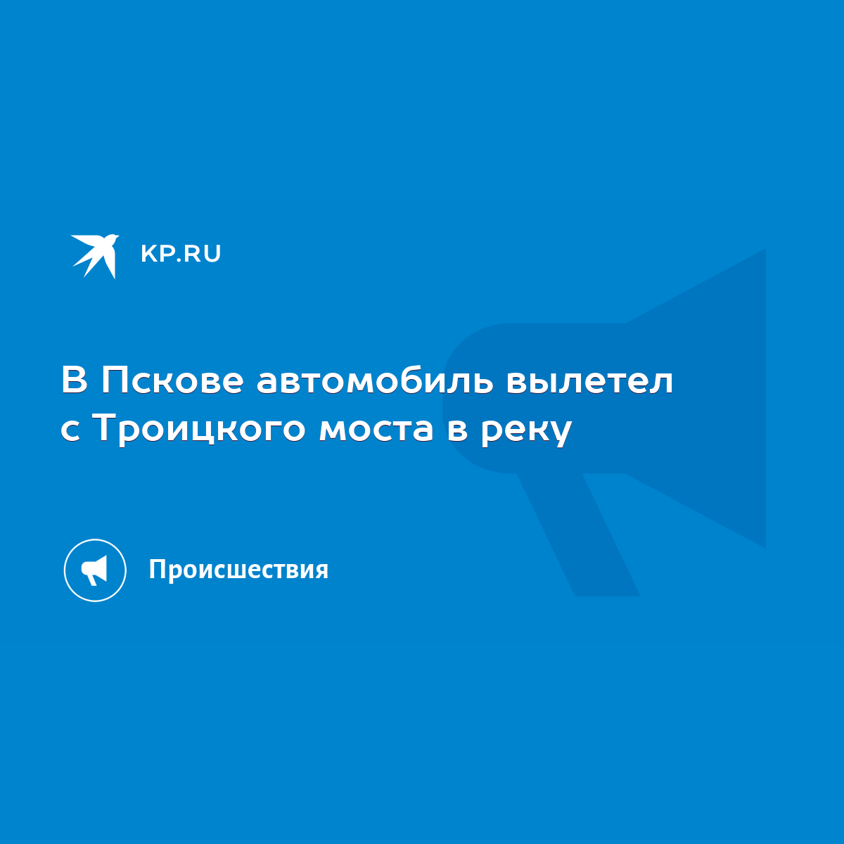 В Пскове автомобиль вылетел с Троицкого моста в реку - KP.RU