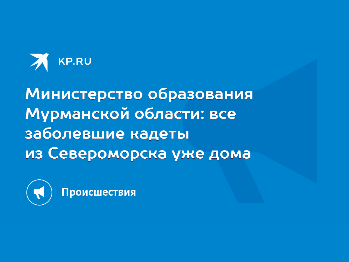 Министерство образования Мурманской области: все заболевшие кадеты из  Североморска уже дома - KP.RU