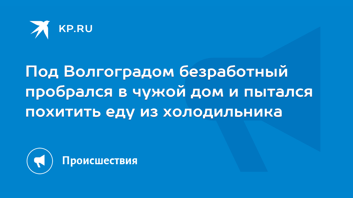 Под Волгоградом безработный пробрался в чужой дом и пытался похитить еду из  холодильника - KP.RU