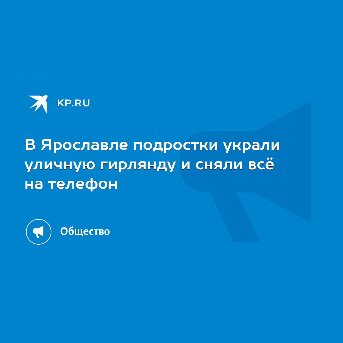 В Ярославле подростки украли уличную гирлянду и сняли всё на телефон - KP.RU