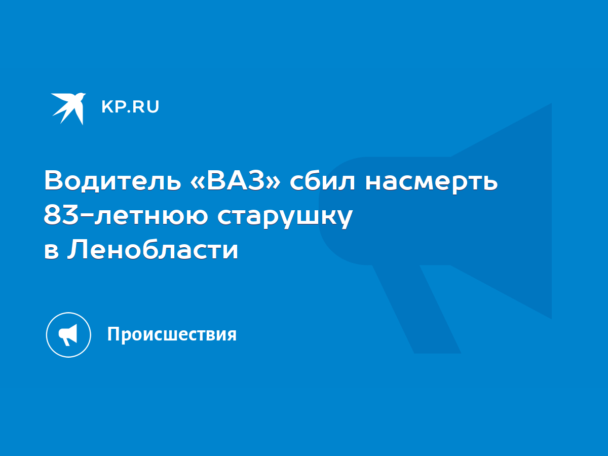 Водитель «ВАЗ» сбил насмерть 83-летнюю старушку в Ленобласти - KP.RU