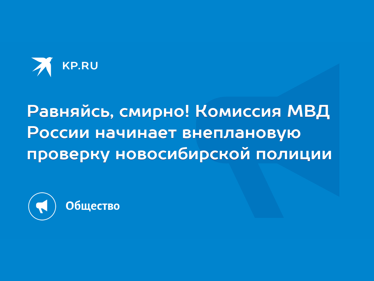 Равняйсь, смирно! Комиссия МВД России начинает внеплановую проверку  новосибирской полиции - KP.RU