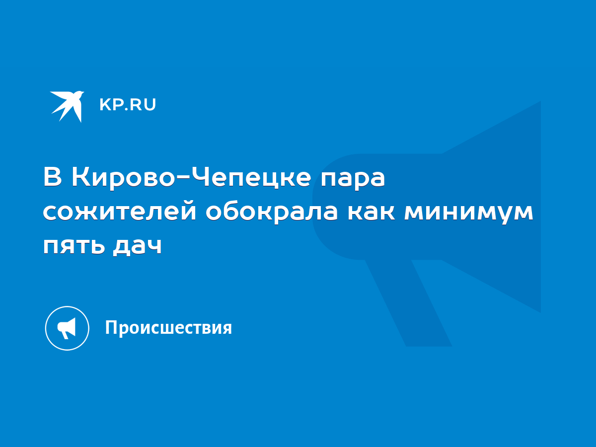 В Кирово-Чепецке пара сожителей обокрала как минимум пять дач - KP.RU