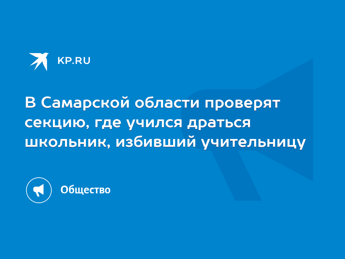 В Самарской области проверят секцию, где учился драться школьник, избивший  учительницу - KP.RU