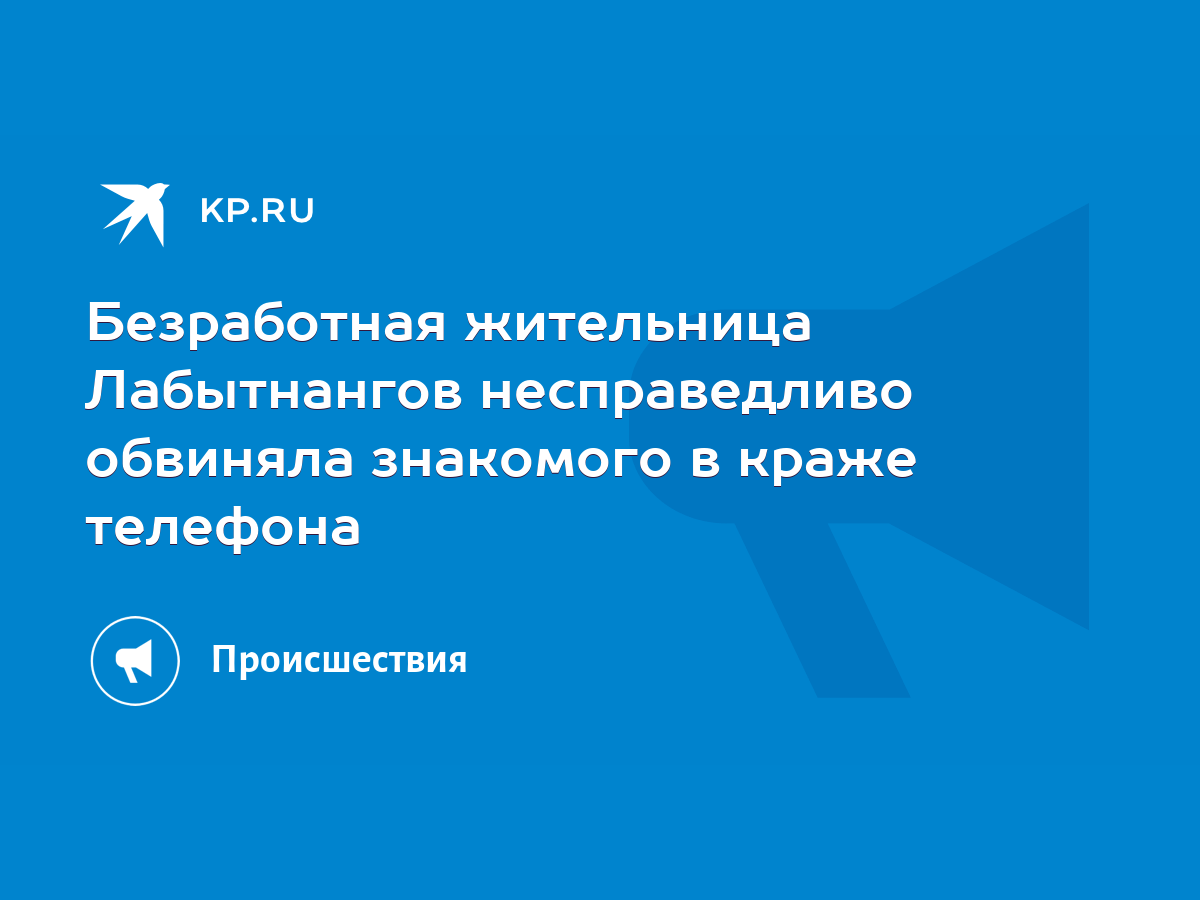 Безработная жительница Лабытнангов несправедливо обвиняла знакомого в краже  телефона - KP.RU