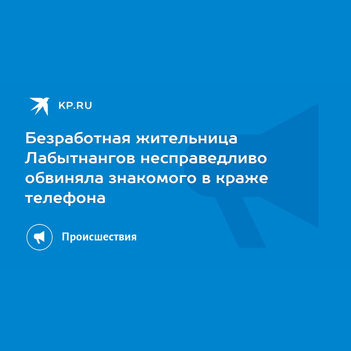 Безработная жительница Лабытнангов несправедливо обвиняла знакомого в краже  телефона - KP.RU