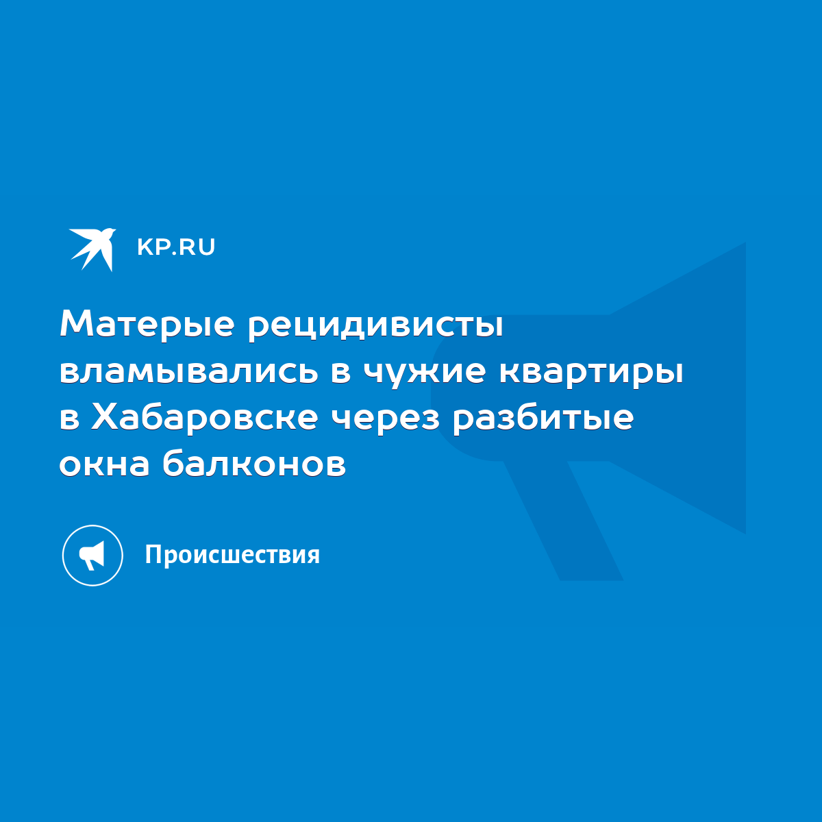 Матерые рецидивисты вламывались в чужие квартиры в Хабаровске через разбитые  окна балконов - KP.RU