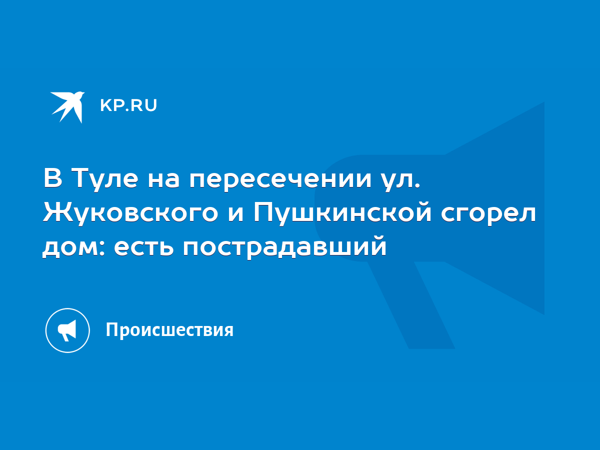 В Туле на пересечении ул. Жуковского и Пушкинской сгорел дом: есть  пострадавший - KP.RU