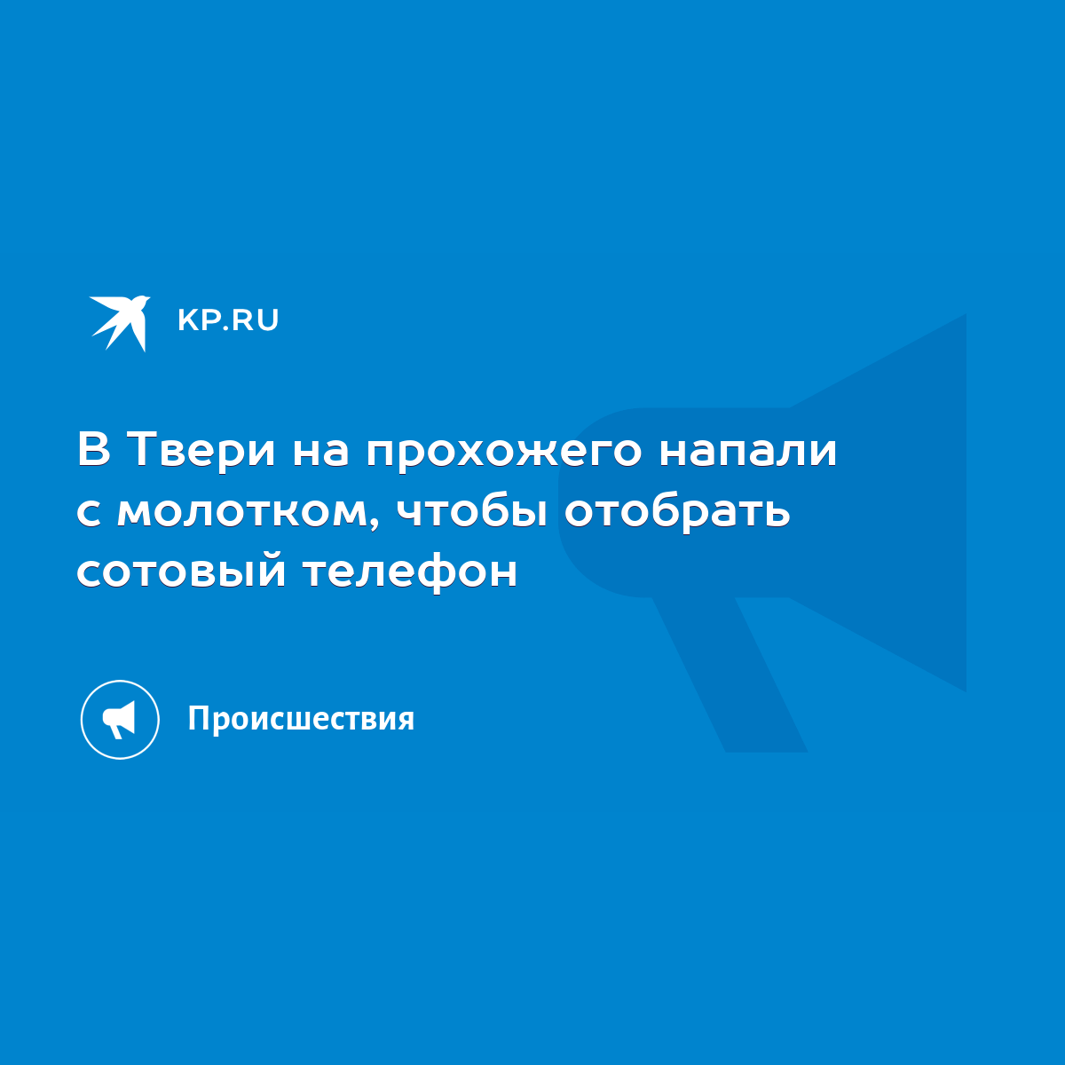 В Твери на прохожего напали с молотком, чтобы отобрать сотовый телефон -  KP.RU