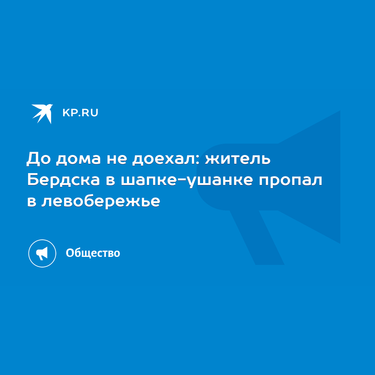 До дома не доехал: житель Бердска в шапке-ушанке пропал в левобережье -  KP.RU