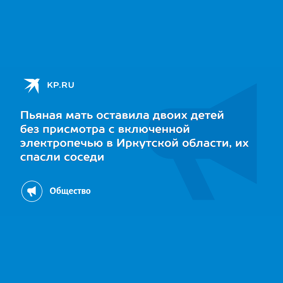 Пьяная мать оставила двоих детей без присмотра с включенной электропечью в  Иркутской области, их спасли соседи - KP.RU