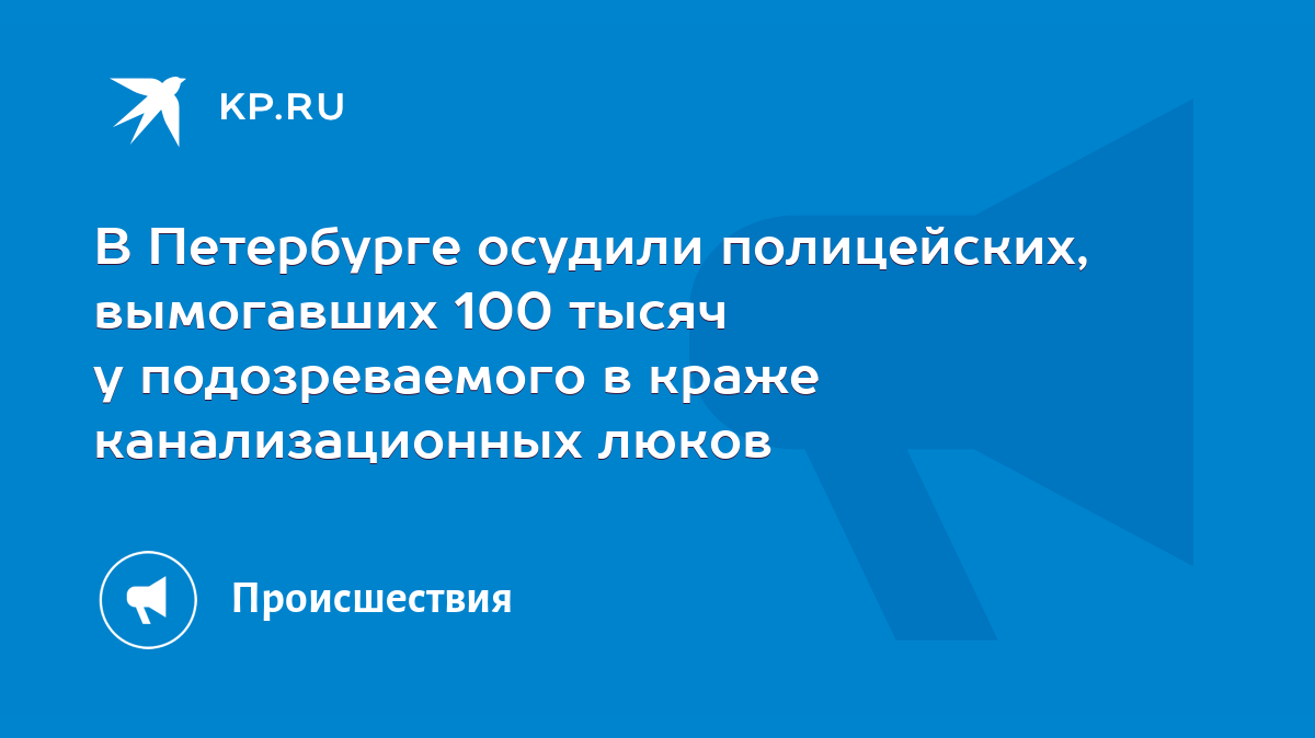 В Петербурге осудили полицейских, вымогавших 100 тысяч у подозреваемого в  краже канализационных люков - KP.RU