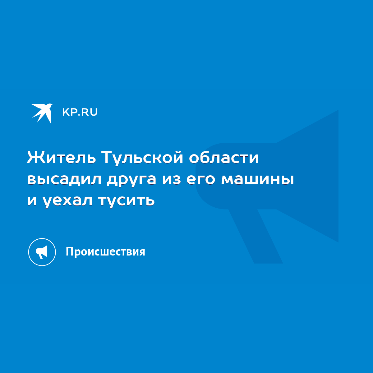 Житель Тульской области высадил друга из его машины и уехал тусить - KP.RU