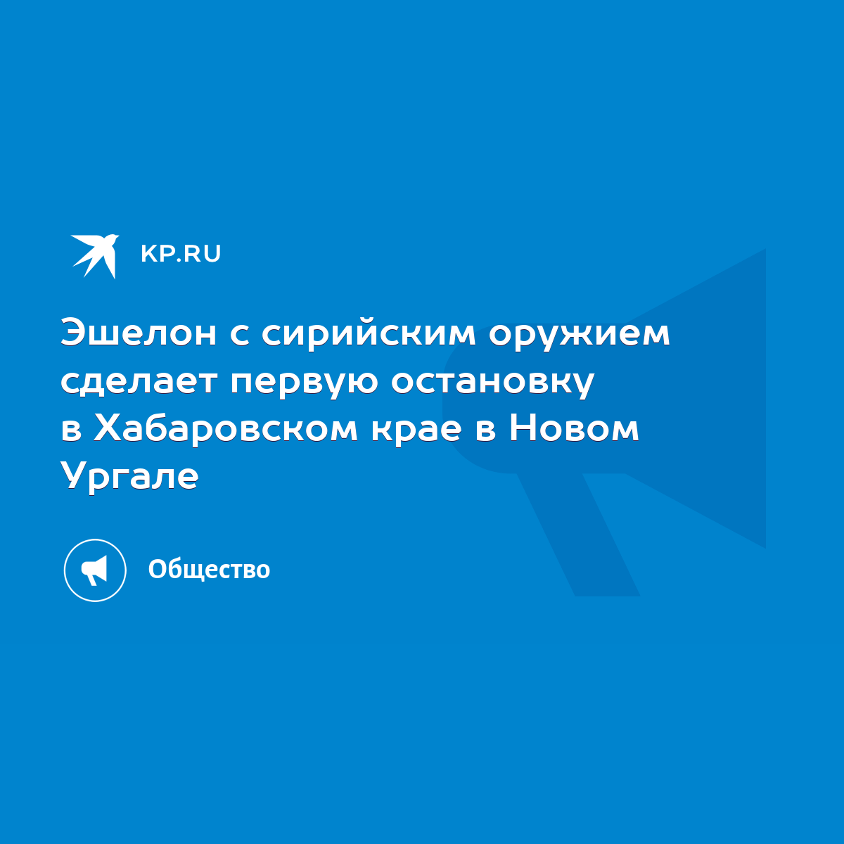 Эшелон с сирийским оружием сделает первую остановку в Хабаровском крае в Новом  Ургале - KP.RU