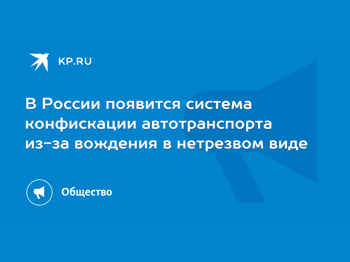 В России появится система конфискации автотранспорта из-за вождения в  нетрезвом виде - KP.RU