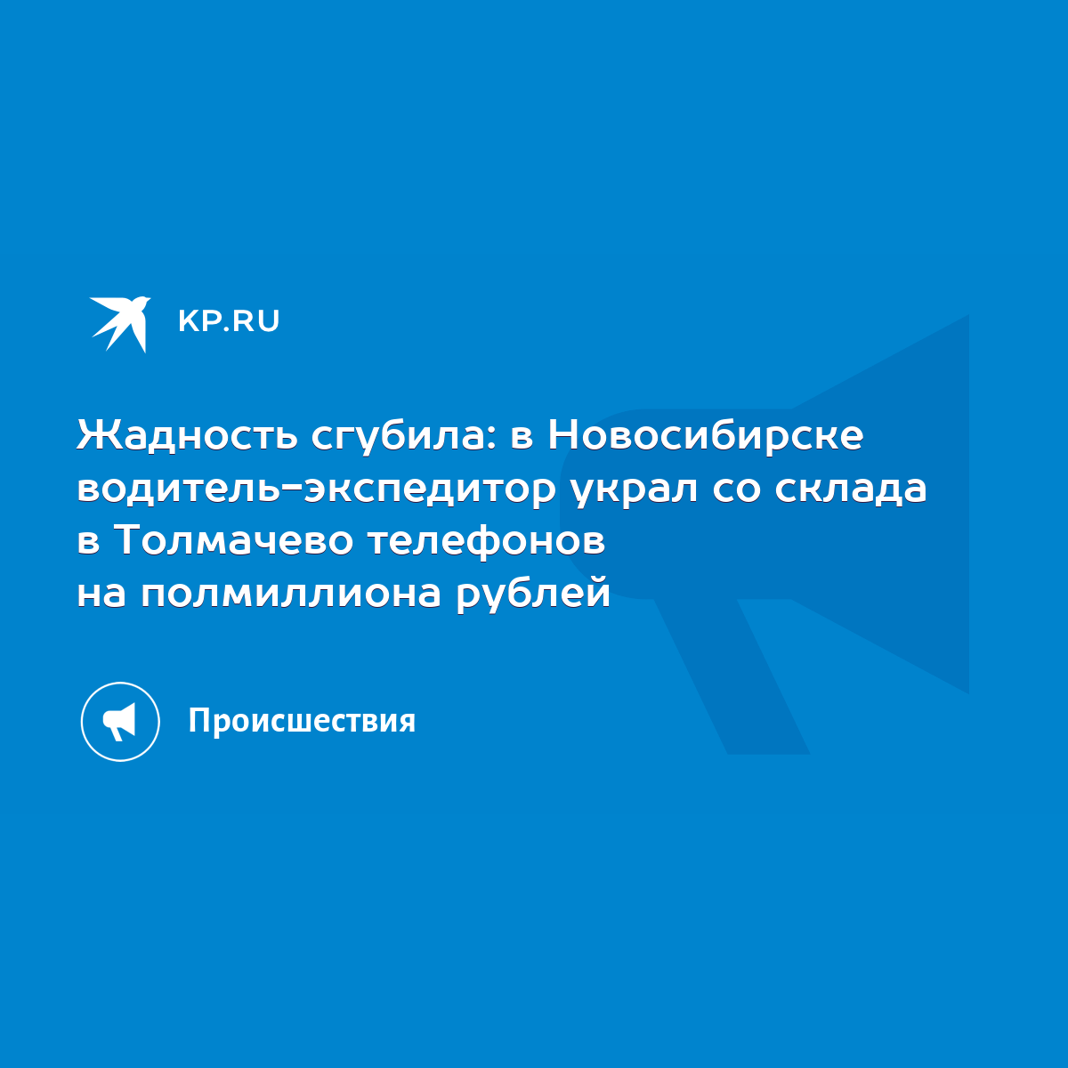 Жадность сгубила: в Новосибирске водитель-экспедитор украл со склада в  Толмачево телефонов на полмиллиона рублей - KP.RU