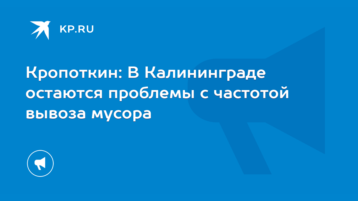 Кропоткин: В Калининграде остаются проблемы с частотой вывоза мусора - KP.RU