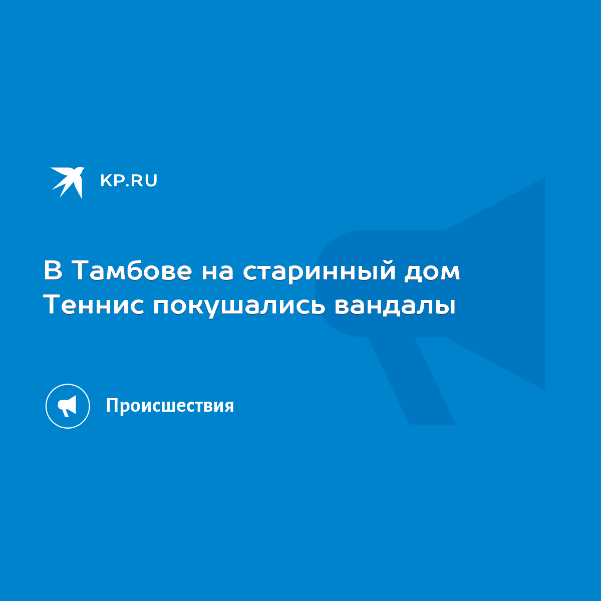 В Тамбове на старинный дом Теннис покушались вандалы - KP.RU