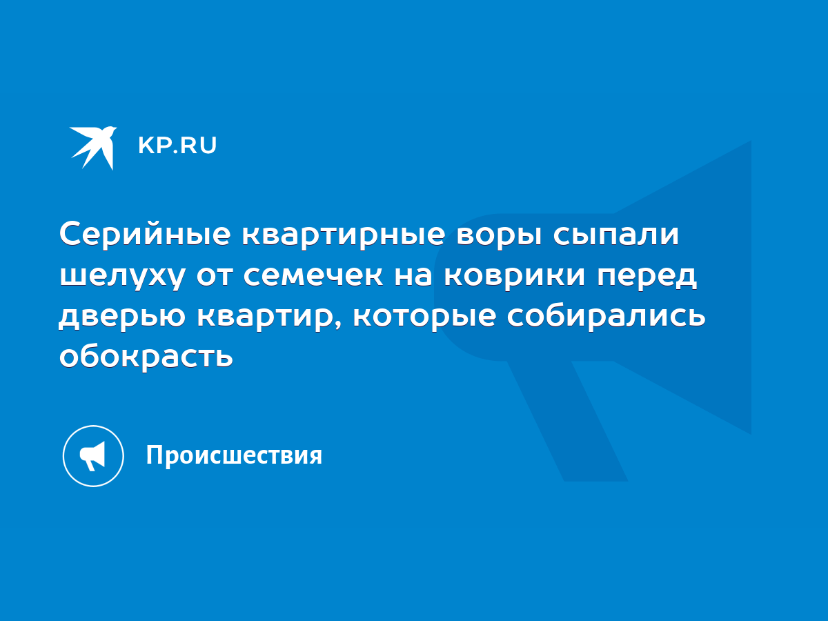 Серийные квартирные воры сыпали шелуху от семечек на коврики перед дверью  квартир, которые собирались обокрасть - KP.RU