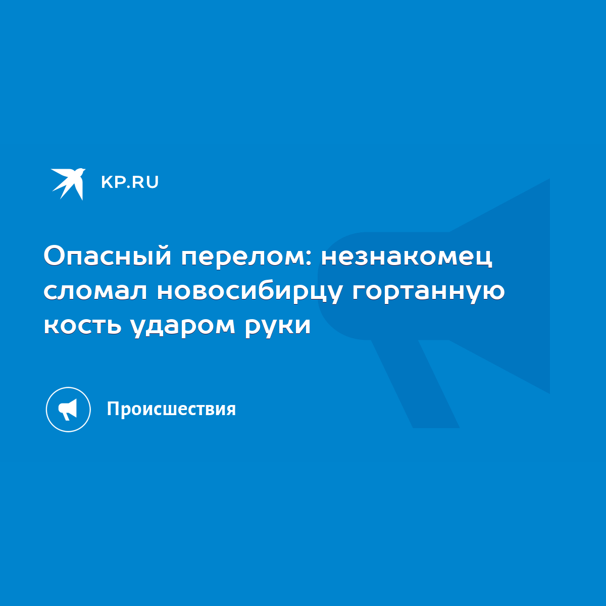 Опасный перелом: незнакомец сломал новосибирцу гортанную кость ударом руки  - KP.RU