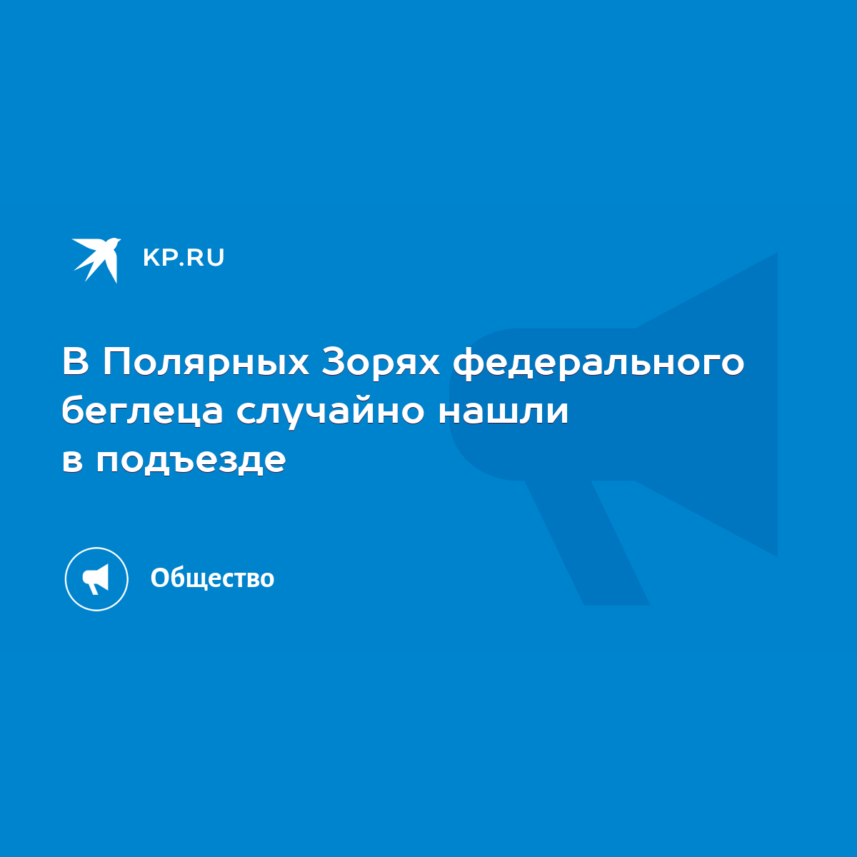 В Полярных Зорях федерального беглеца случайно нашли в подъезде - KP.RU