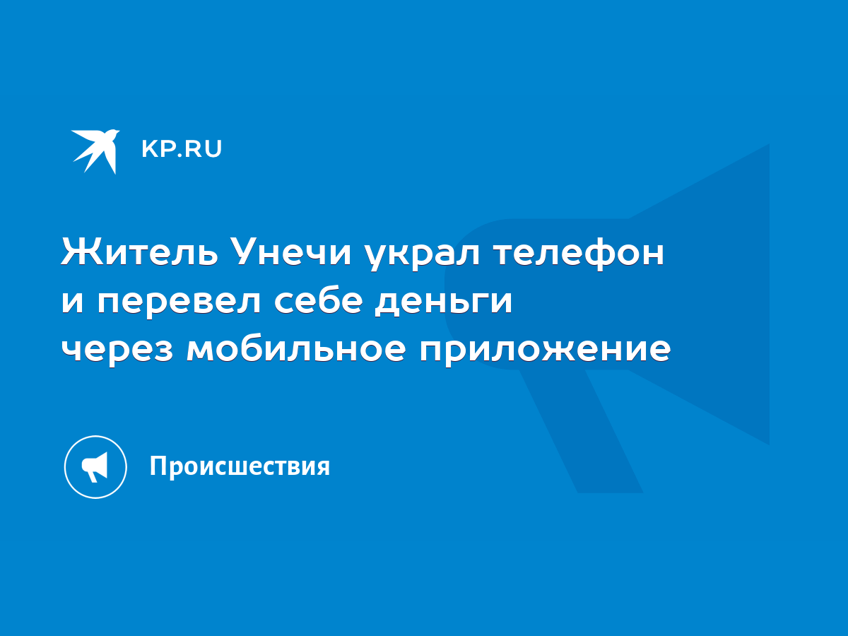 Житель Унечи украл телефон и перевел себе деньги через мобильное приложение  - KP.RU