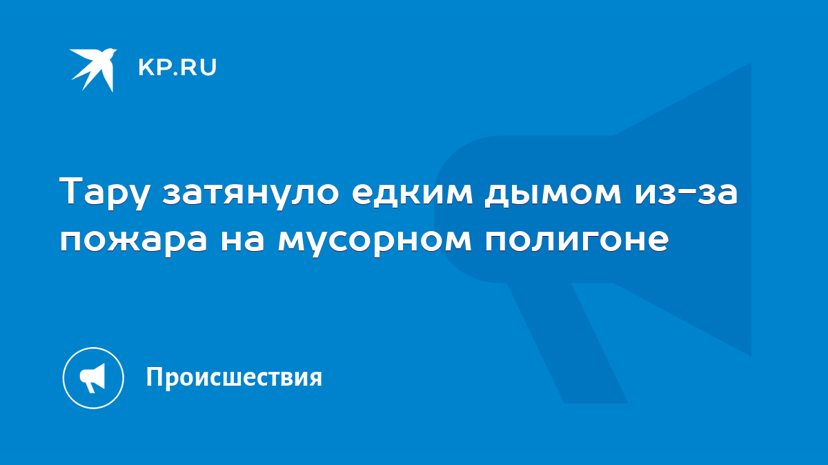 Тару затянуло едким дымом из-за пожара на мусорном полигоне - KP.RU