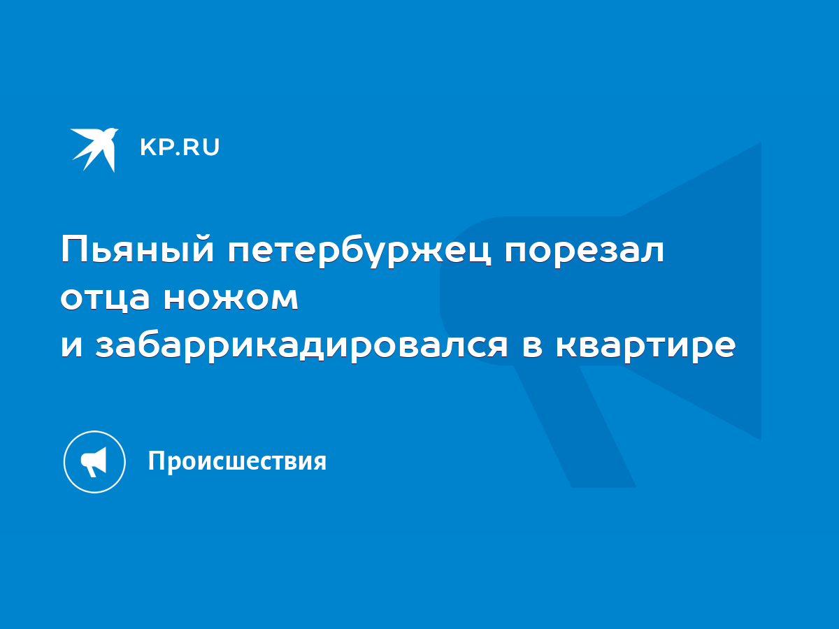 Пьяный петербуржец порезал отца ножом и забаррикадировался в квартире -  KP.RU