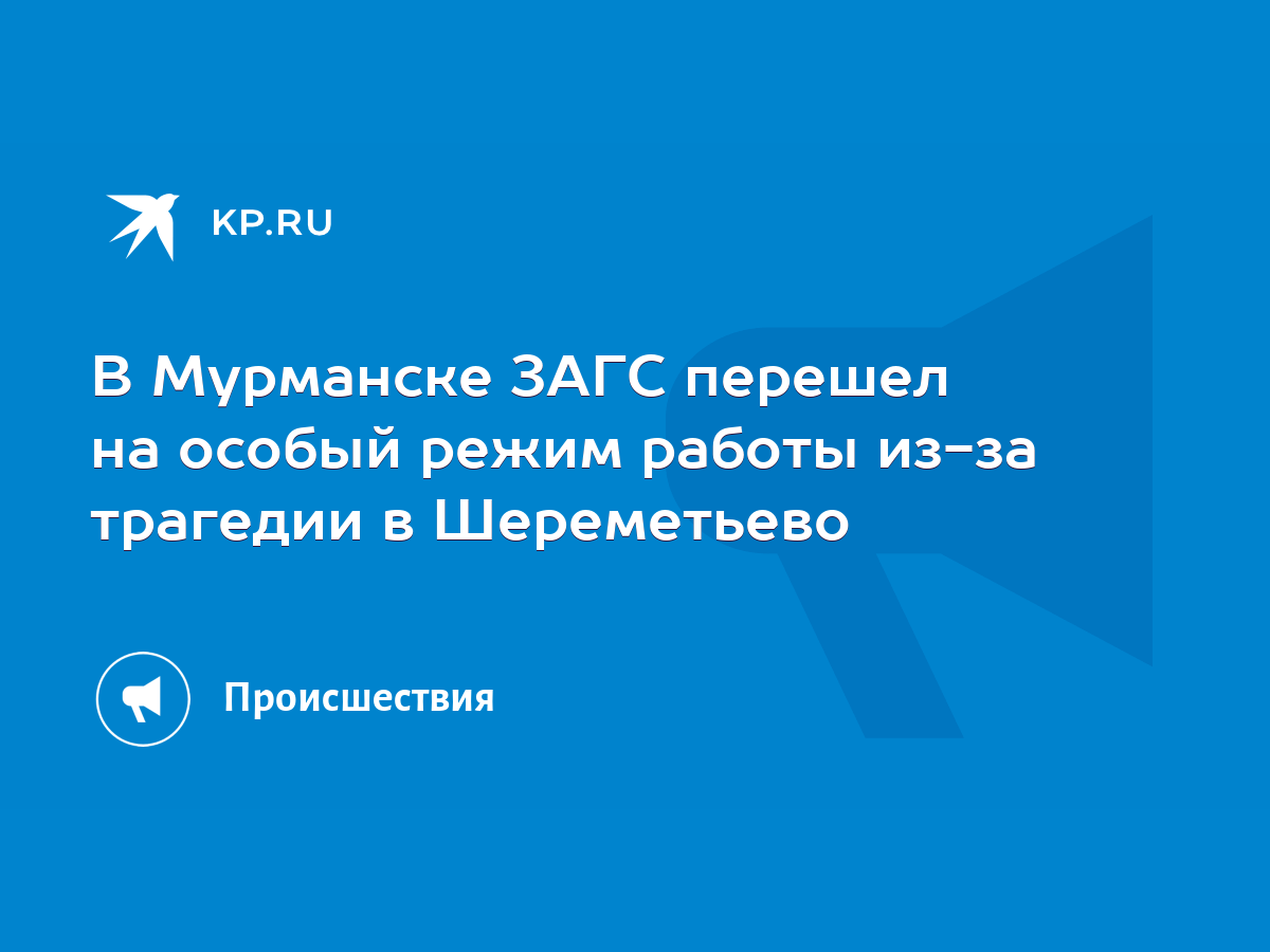 В Мурманске ЗАГС перешел на особый режим работы из-за трагедии в  Шереметьево - KP.RU