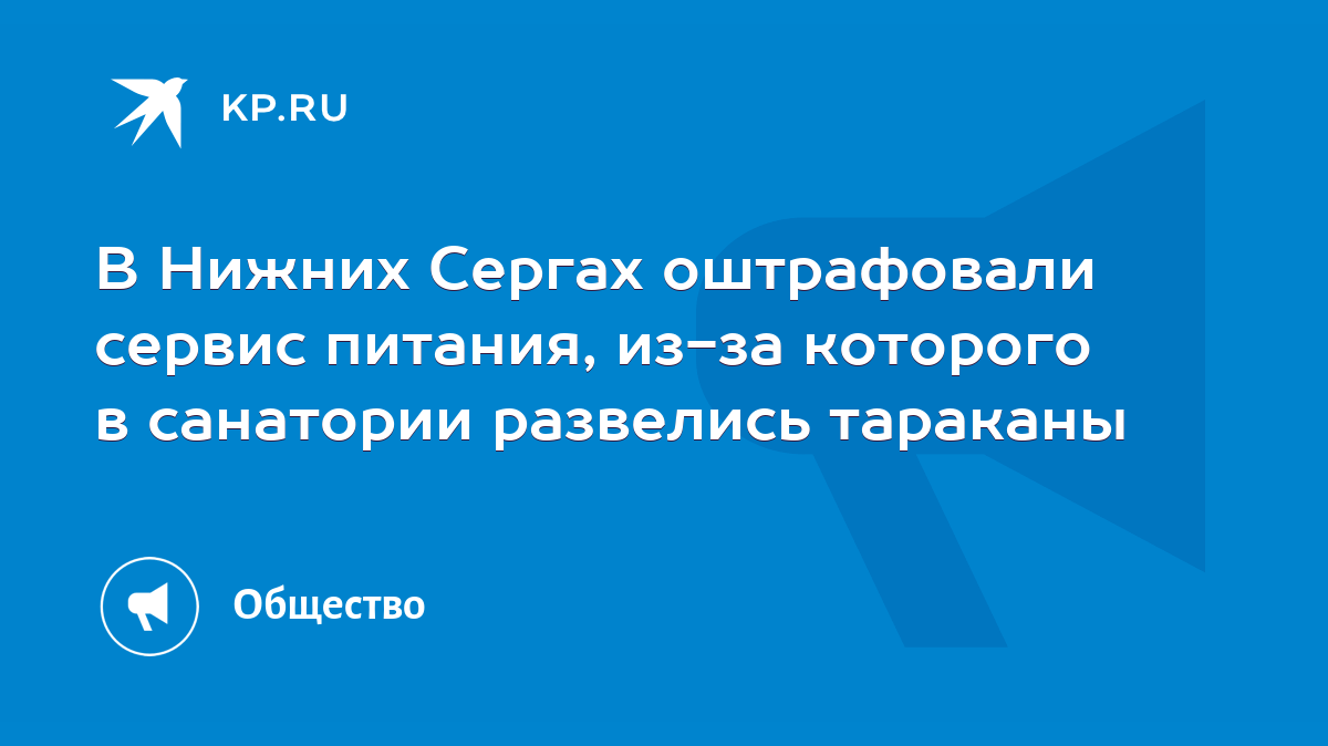 В Нижних Сергах оштрафовали сервис питания, из-за которого в санатории  развелись тараканы - KP.RU