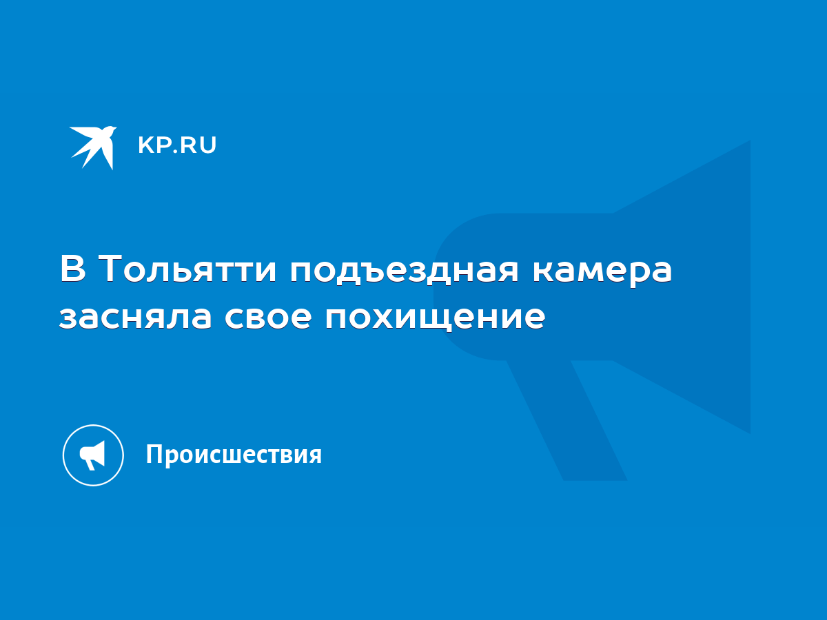 В Тольятти подъездная камера засняла свое похищение - KP.RU