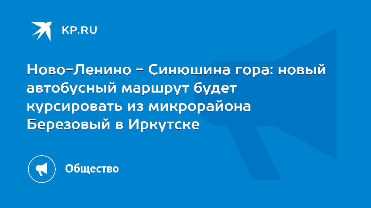 Ново-Ленино - Синюшина гора: новый автобусный маршрут будет курсировать из  микрорайона Березовый в Иркутске - KP.RU