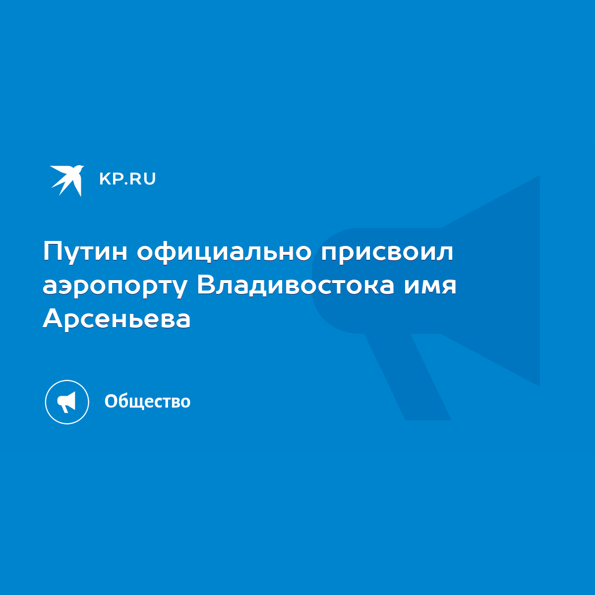 Путин официально присвоил аэропорту Владивостока имя Арсеньева - KP.RU