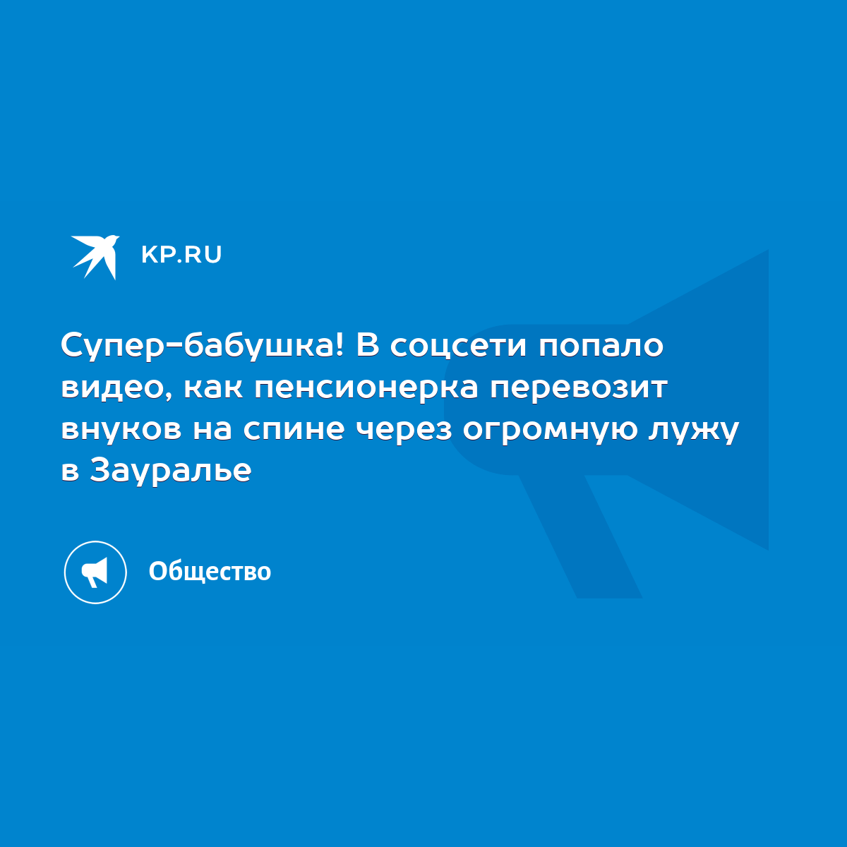 Супер-бабушка! В соцсети попало видео, как пенсионерка перевозит внуков на  спине через огромную лужу в Зауралье - KP.RU