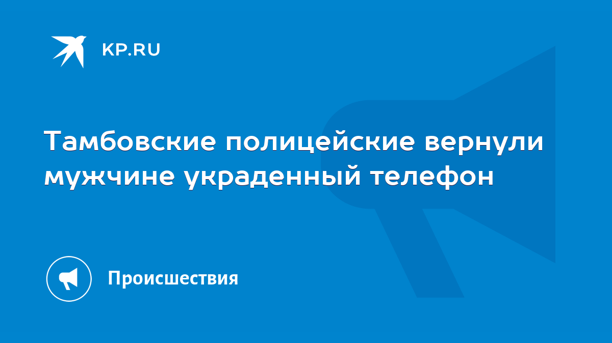 Тамбовские полицейские вернули мужчине украденный телефон - KP.RU