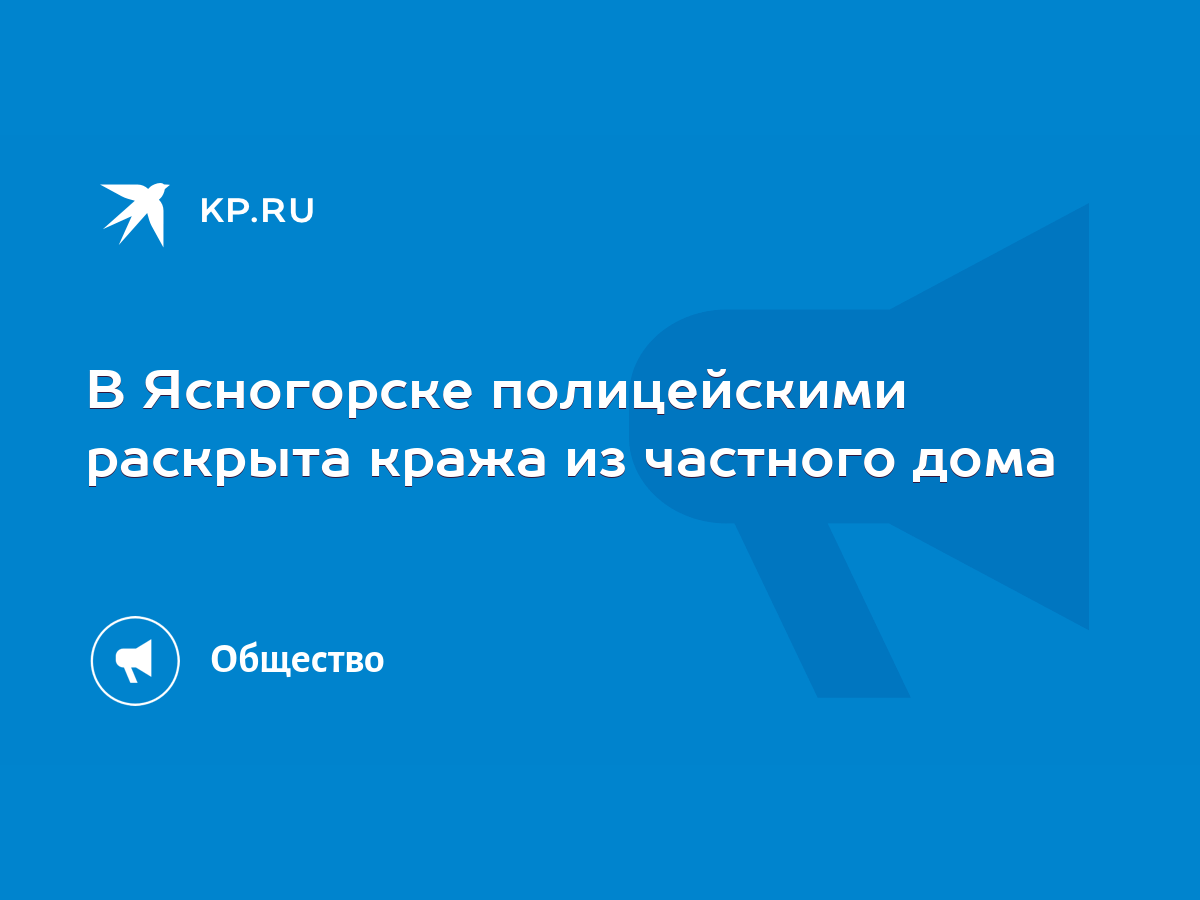 В Ясногорске полицейскими раскрыта кража из частного дома - KP.RU