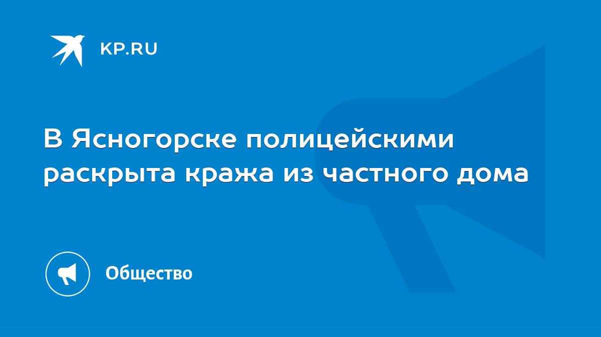 В Ясногорске полицейскими раскрыта кража из частного дома - KP.RU