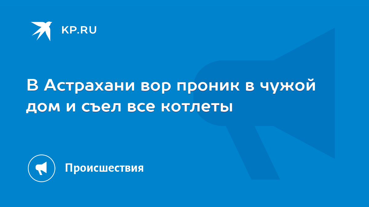 В Астрахани вор проник в чужой дом и съел все котлеты - KP.RU