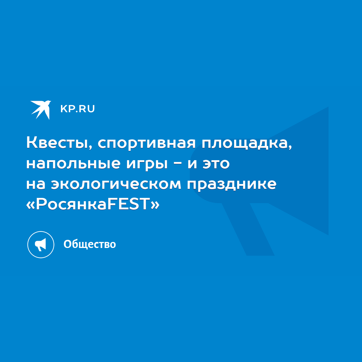 Квесты, спортивная площадка, напольные игры - и это на экологическом  празднике «РосянкаFEST» - KP.RU