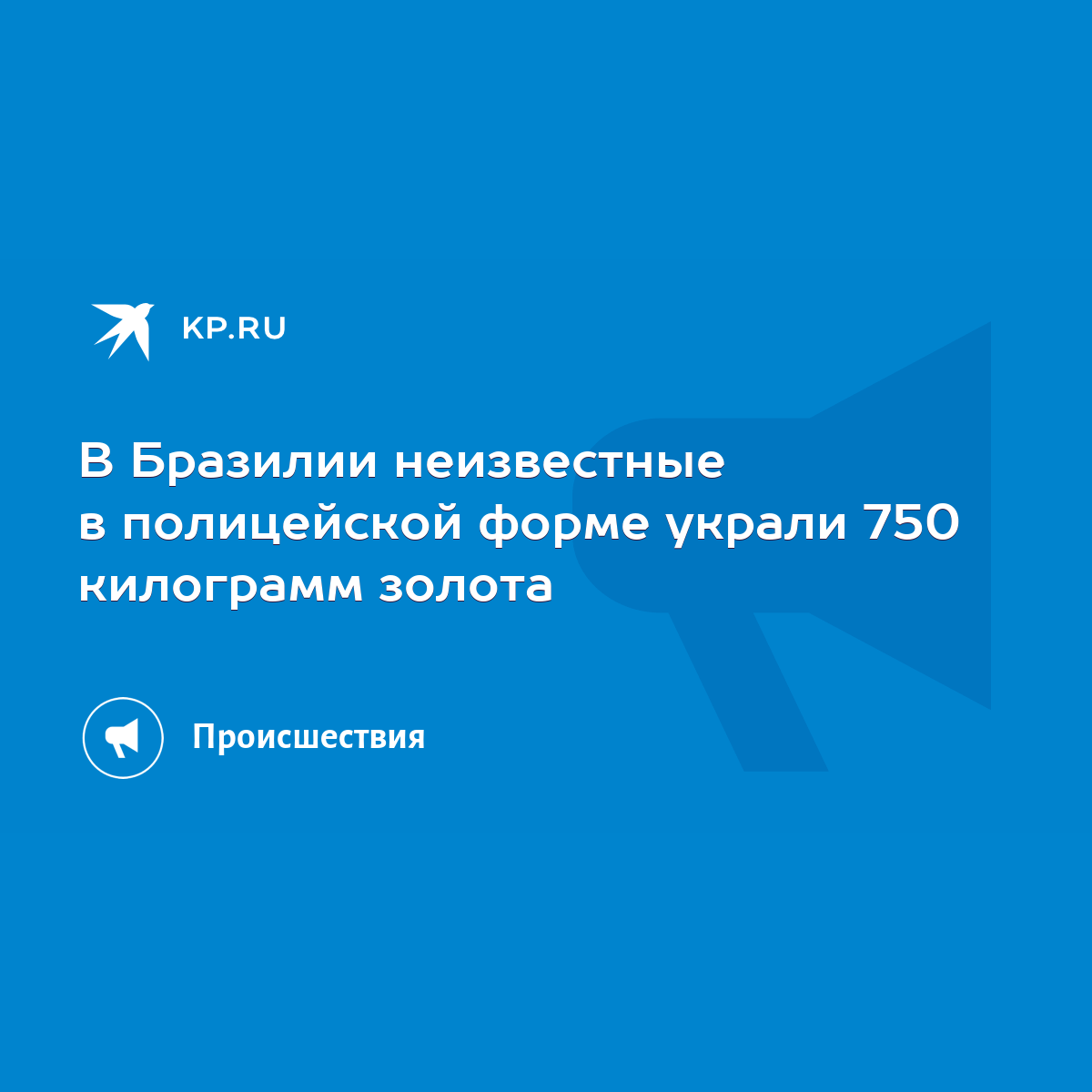 В Бразилии неизвестные в полицейской форме украли 750 килограмм золота -  KP.RU