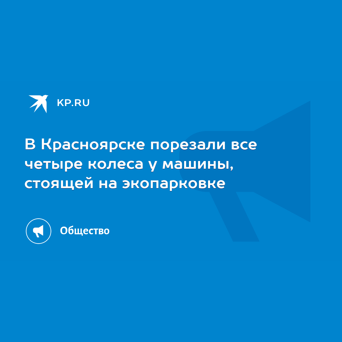 В Красноярске порезали все четыре колеса у машины, стоящей на экопарковке -  KP.RU