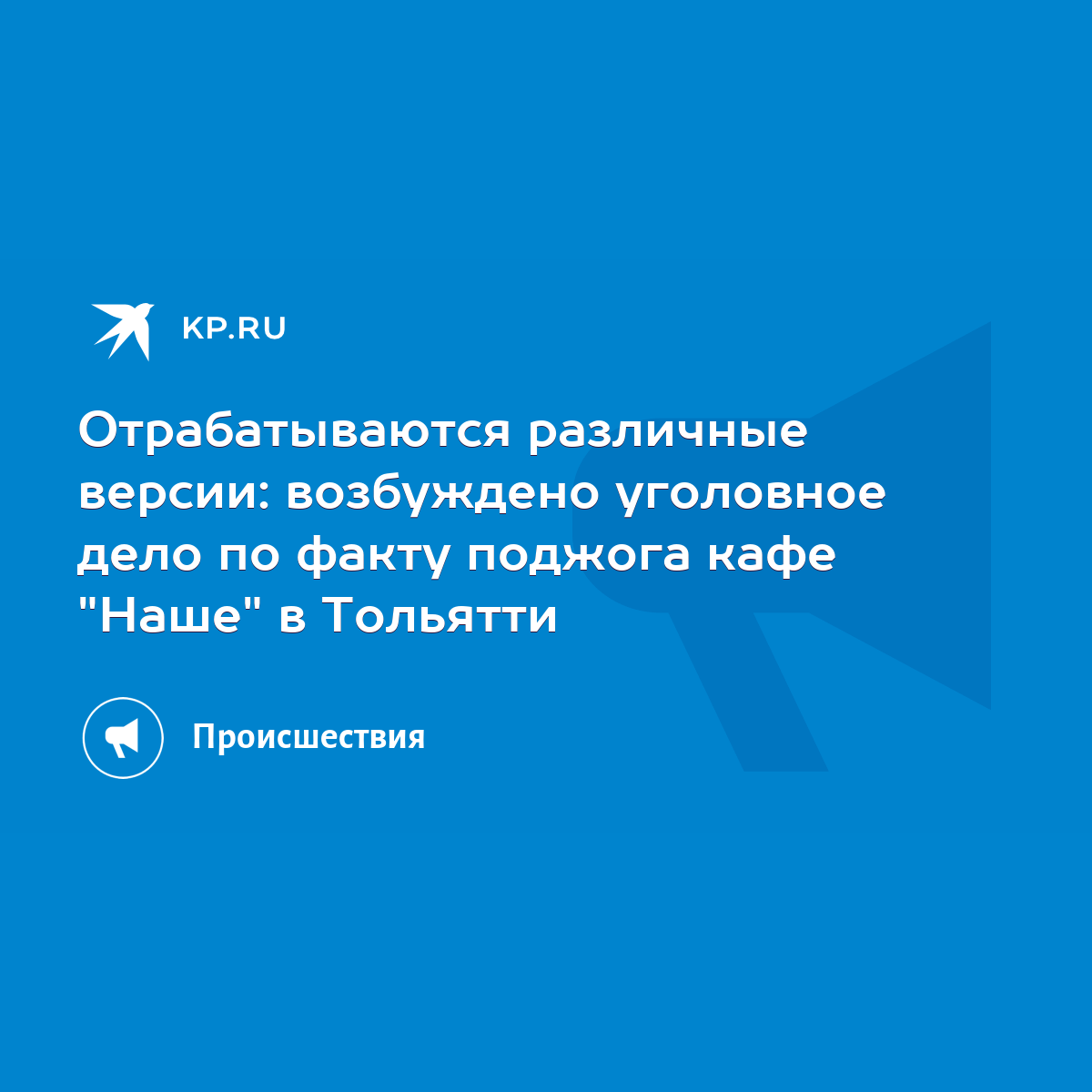 Отрабатываются различные версии: возбуждено уголовное дело по факту поджога  кафе 