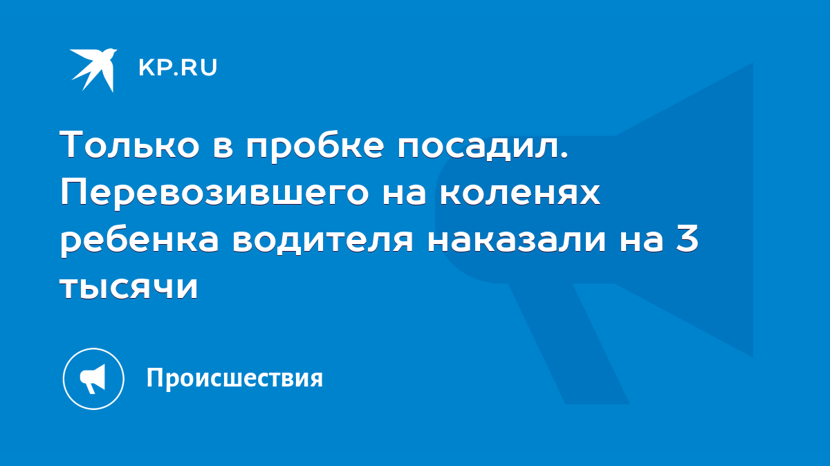 Только в пробке посадил. Перевозившего на коленях ребенка водителя наказали  на 3 тысячи - KP.RU