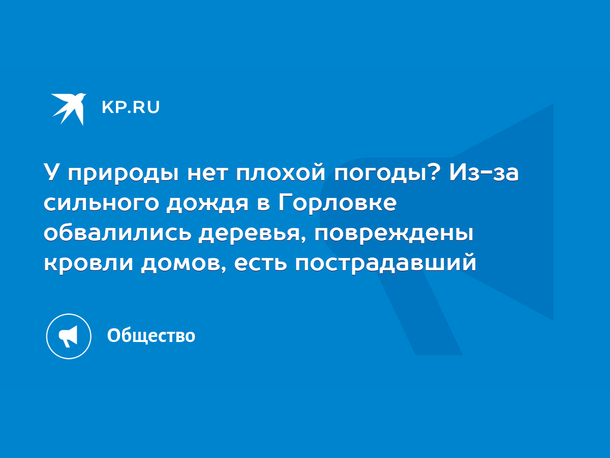 У природы нет плохой погоды? Из-за сильного дождя в Горловке обвалились  деревья, повреждены кровли домов, есть пострадавший - KP.RU