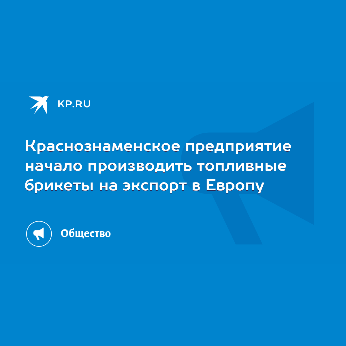 Краснознаменское предприятие начало производить топливные брикеты на  экспорт в Европу - KP.RU