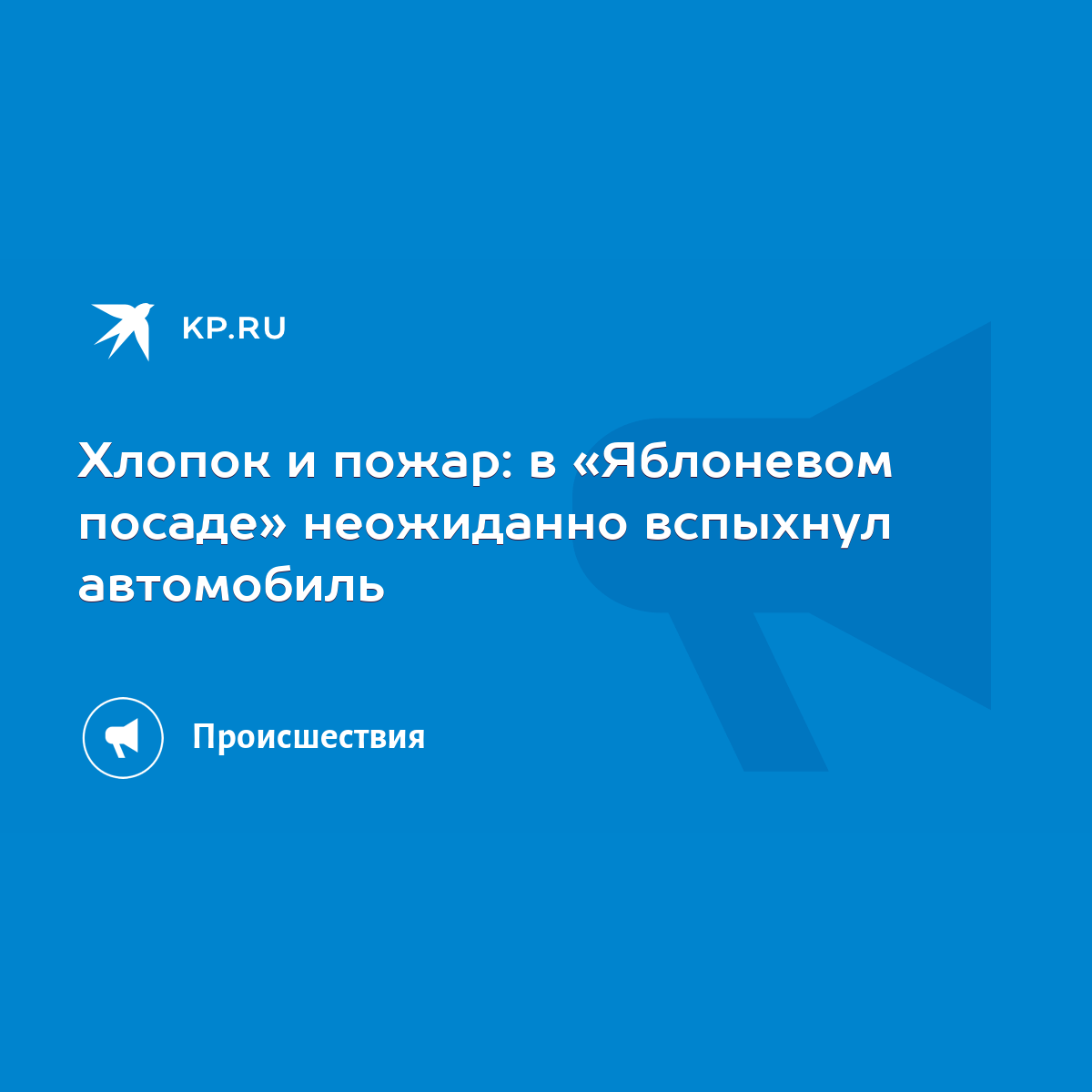 Хлопок и пожар: в «Яблоневом посаде» неожиданно вспыхнул автомобиль - KP.RU