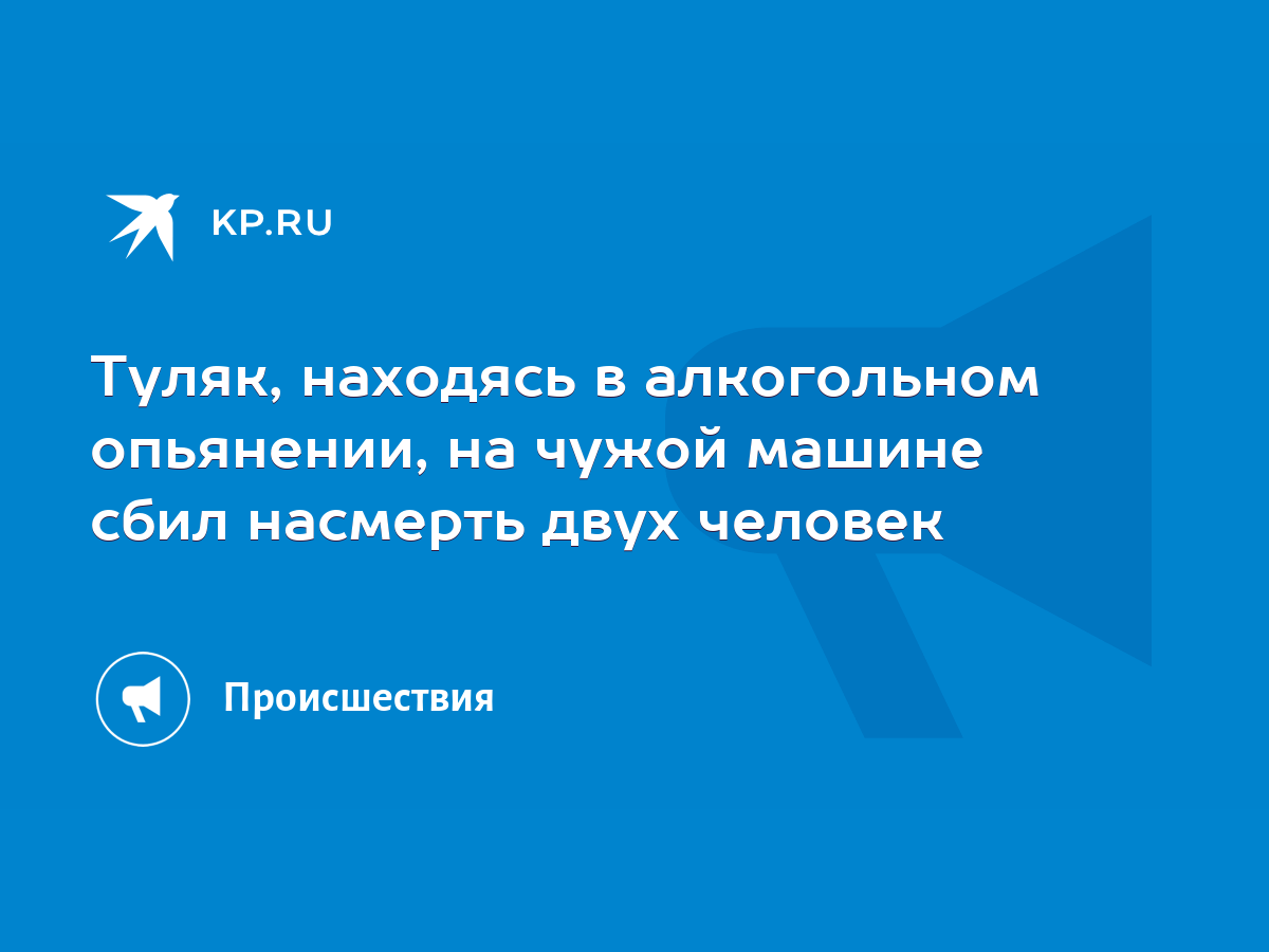 Туляк, находясь в алкогольном опьянении, на чужой машине сбил насмерть двух  человек - KP.RU