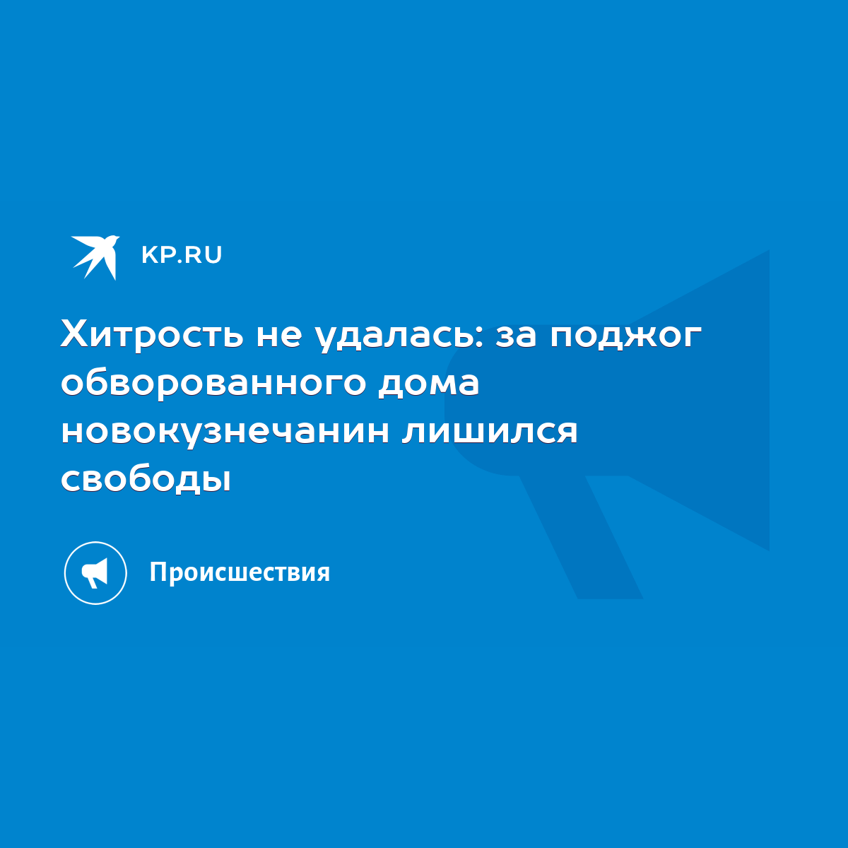 Хитрость не удалась: за поджог обворованного дома новокузнечанин лишился  свободы - KP.RU